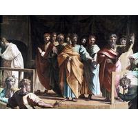 POSTERIIk Pinturas Famosas Pintura Abstracta Lienzo de graffiti la Morte di Anania di Raffaello Sanzio Raffaello Para la Decoración del Hogar 60x90cm