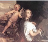 POSTERIIk Pinturas Famosas Pintura Abstracta Lienzo de graffiti Ritratto di una ragazza nei panni di Erminia accompagnata da Cupido di Sir Antony Van Dyck Para la Decoración de la Oficina 60x90cm