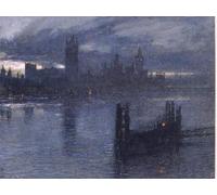 POSTERIIk Pinturas Famosas Pintura Abstracta Lienzo de graffiti Westminster dal Lambeth Bridge di Albert Goodwin Para la Decoración del Hogar 60x90cm
