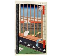Posterlounge A Cat Sitting on the Window Seat Cuadro de metacrilato de Utagawa Hiroshige 14 x 21 cm Cuadros Decoración para la pared