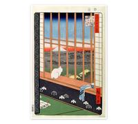 Posterlounge A Cat Sitting on the Window Seat Póster de Utagawa Hiroshige 14 x 21 cm Cuadros Decoración para la pared