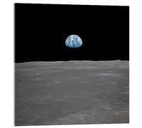 Posterlounge Apolo 11 - amanecer de la Tierra sobre la Luna Cuadro de metacrilato de NASA 40 x 40 cm Negro Cuadros Decoración para la pared