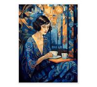 Posterlounge Art Deco Café Póster de Frank Daske 13 x 18 cm Azul Cuadros Decoración para la pared