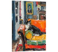 Posterlounge Cat in a cozy room Cuadro de metacrilato de Felipe Hora 13 x 18 cm Naranja Cuadros Decoración para la pared