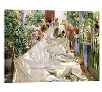Posterlounge Cosiendo la vela Cuadro de metacrilato de Joaquín Sorolla y Bastida 40 x 30 cm Cuadros Decoración para la pared