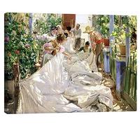 Posterlounge Cosiendo la vela Lienzo de Joaquín Sorolla y Bastida 40 x 30 cm Cuadros Decoración para la pared