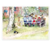 Posterlounge Desayuno debajo del gran abedul Póster de Carl Larsson 40 x 30 cm Verde Cuadros Decoración para la pared