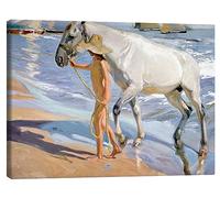 Posterlounge El baño del caballo Lienzo de Joaquín Sorolla y Bastida 40 x 30 cm Cuadros Decoración para la pared