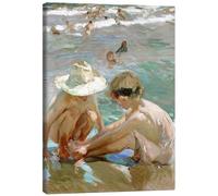 Posterlounge El pie herido Lienzo de Joaquín Sorolla y Bastida 30 x 40 cm Beige Cuadros Decoración para la pared