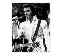 Posterlounge Elvis Presley With on Stage Póster | 30 x 40 cm Blanco y negro Cuadros Decoración para la pared