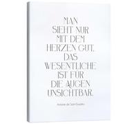 Posterlounge Exupéry Zitat - Man sieht nur mit dem Herzen gut I Lienzo | 90 x 120 cm de Funny Quotes and Inspiration Blanco y negro Cuadros Decoración para la pared