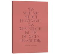 Posterlounge Exupéry Zitat - Man sieht nur mit dem Herzen gut II Lienzo | 100 x 130 cm de Funny Quotes and Inspiration Rosado Cuadros Decoración para la pared