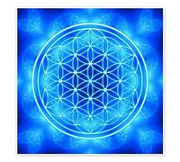 Posterlounge Flor de la vida - San Miguel Arcángel Póster de Dolphins DreamDesign 50 x 50 cm Azul Cuadros Decoración para la pared