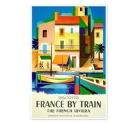 Posterlounge France by Train Póster de Vintage Travel Collection 14 x 21 cm Cuadros Decoración para la pared