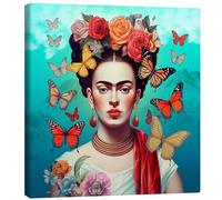 Posterlounge Frida Kahlo and Flying Butterflies Lienzo de Mark Ashkenazi 60 x 60 cm Colorido Cuadros Decoración para la pared