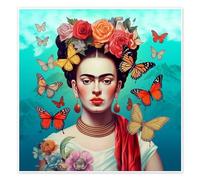 Posterlounge Frida Kahlo and Flying Butterflies Póster de Mark Ashkenazi 40 x 40 cm Colorido Cuadros Decoración para la pared