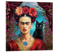 Posterlounge Frida Kahlo with the Cat Cuadro de metacrilato de Mark Ashkenazi 20 x 20 cm Colorido Cuadros Decoración para la pared