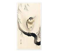 Posterlounge Heron on a weeping willow Póster de Ohara Koson 60 x 120 cm Beige Cuadros Decoración para la pared