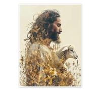 Posterlounge Jesus and the lamb Póster de DejaReve 13 x 18 cm Beige Cuadros Decoración para la pared