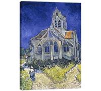 Posterlounge La iglesia de Auvers-sur-Oise Lienzo de Vincent van Gogh 30 x 40 cm Azul Cuadros Decoración para la pared