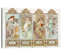 Posterlounge Las cuatro estaciones I Lienzo de Alfons Mucha 60 x 40 cm Cuadros Decoración para la pared