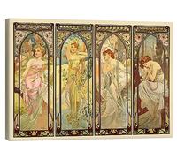 Posterlounge Las partes del día Lienzo de Alfons Mucha 90 x 70 cm Cuadros Decoración para la pared