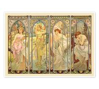 Posterlounge Las partes del día Póster de Alfons Mucha 80 x 60 cm Cuadros Decoración para la pared