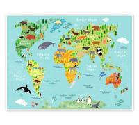 Posterlounge Mapa de animales (inglés) Póster