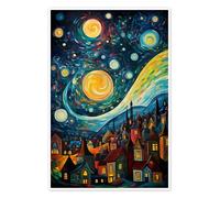 Posterlounge Night Whispers in the City Póster de Michael artefacti 100 x 150 cm Colorido Cuadros Decoración para la pared