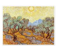 Posterlounge Olive Trees with Yellow Sky and Sun Póster | 70 x 50 cm de Vincent van Gogh Marrón Cuadros Decoración para la pared