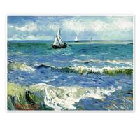 Posterlounge Paisaje marino cerca de Saintes-Maries-de-la-Mer Póster | 90 x 70 cm de Vincent van Gogh Azul Cuadros Decoración para la pared