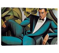 Posterlounge Retrato del marqués d'Afflitto Lienzo de Tamara de Lempicka 90 x 60 cm Azul Petróleo Cuadros Decoración para la pared