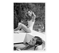 Posterlounge Romy Schneider y Alain Delon, La piscina, 1968 Póster 20 x 30 cm Blanco y negro Cuadros Decoración para la pared
