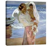 Posterlounge Saliendo del baño Lienzo de Joaquín Sorolla y Bastida 30 x 30 cm Cuadros Decoración para la pared