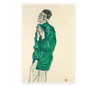 Posterlounge Self-Portrait in Green Shirt with Eyes Closed Póster de Egon Schiele 40 x 60 cm Beige Cuadros Decoración para la pared