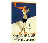 Posterlounge Skiing in Sainte-Croix Cuadro de metacrilato de Vintage Ski Collection 14 x 21 cm Azul Cuadros Decoración para la pared