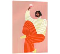 Posterlounge The Woman With The Glass of Wine Cuadro de metacrilato de Bea Müller 13 x 18 cm Rosado Cuadros Decoración para la pared