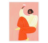 Posterlounge The Woman With The Glass of Wine Póster de Bea Müller 13 x 18 cm Rosado Cuadros Decoración para la pared