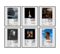 Posters 8 x 10 Canvas Prints Niet ingelijst Set van 6 Muziekalbum Cover Posters voor Kamer Esthetische Canvas Wall Art Kamer Decor voor Tiener Meisjes
