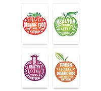 Posters de frutas veganas y saludables con frases motivadoras para inspirarte a comer de una manera más saludable, perfecto para decorar lugares donde comas saludable y orgánico, cinta de montaje de doble cara