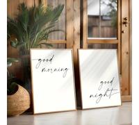 Pósters de lienzo con frases de "Buenos días y buenas noches" para la decoración de habitaciones (40x50cm - 2 unidades)