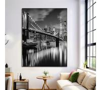 Posters De Puente De Nueva York Diseño Murales, Paisaje Urbano Moderno Posters En Lienzo, Blanco Y Negro Decoración De Pared, Imagen Mural Imprimir Imágenes Póster Para Sala De Estar, Sin Marco