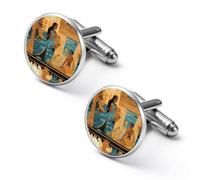 Posters - Gemelos de moda de arte y cultura del antiguo Egipto para hombre, juego de gemelos clásicos para bodas, negocios, 1.7cm, Metal, No es una piedra preciosa