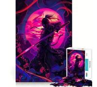 Pósters Ninja Neon Rompecabezas de 1000 Piezas para Adolescentes Juguete de lógica de Tren para aliviar el estrés Corte Suave Regalo Memorable (38x26cm)