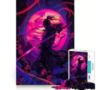 Pósters Ninja Neon Rompecabezas de 1000 Piezas para Adolescentes Mejora la Memoria Fácil Ocio Corte Firme Decoración de Pared Arte (50x75cm)