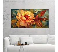 Pósters y láminas en lienzo: Arte mural abstracto moderno que representa una flor amarilla (40 x 80 cm).