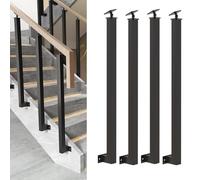 Postes cuadrados ajustables de 270° para escalera, juego de 4, base plana con soporte lateral para uso en interiores, balaustres de 75 cm para seguridad y estabilidad