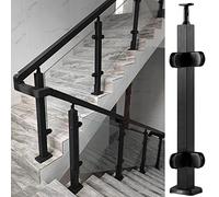 Postes de balaustrada de acero inoxidable negro para escaleras interiores y exteriores, kit completo de sistema de barandilla de vidrio para cubierta, balcón de villa y escalera, duradero y elegante