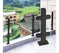 Postes de balaustrada de vidrio negro de 60/80/100 cm, sistema de acero inoxidable para conectores de escalera de vidrio de 10-12 mm, para patios y terrazas, elegante poste central