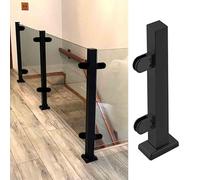 Postes de balaustrada negros resistentes con abrazaderas de vidrio, barandilla de pie para pasillo, terraza y escalera, poste de seguridad para uso comercial moderno,